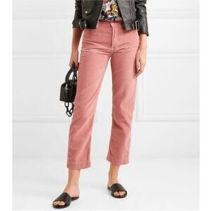GRLFRND Helena Corduroy Crop Straight Leg Pants in Last Rose